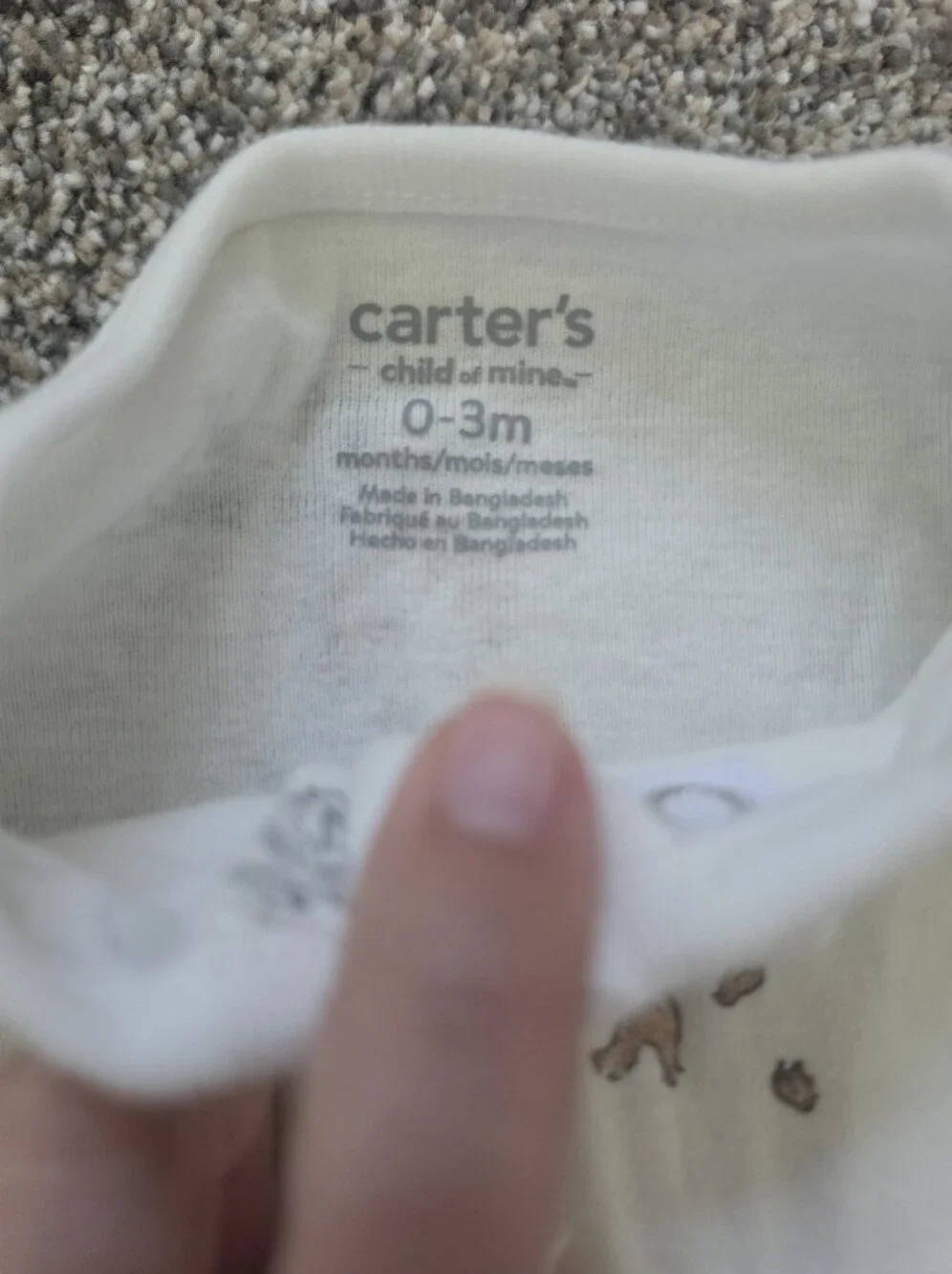 Carter's Brown Ribbed Bear & Cream Animal Print Footed One-Pieces (3 Pack)
